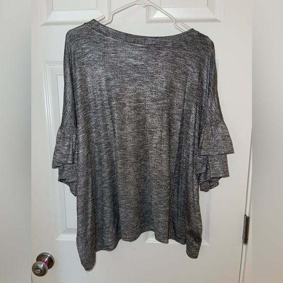 Plus size gray metallic silver top - Picture 3 of 5